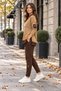 Casual Fit, Comfortable Style - Women's Long Sleeve V-Neck Viscose Two-Thread Blouse and Wide-Leg Pants Two-Piece Set - 2
