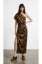 Women's Dress with Slit Detail Elb02304 Khaki - 2