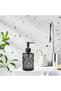 Black Clear Diamond Glass Soap Dispenser with Plastic Pump, Push Button Soap Separator, Small Liquid - 4