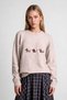 Embroidered Oversize Knitwear Sweater Lyy0149 Stone - 3