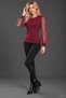 Sparkling Elegance |   Women's Long-Sleeved Cycling Collar Viscose Stylish Blouse with Glittering Tulle Details on the Sleeves - 5