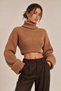 Turtleneck Wide Sleeve Ribbed Knit Sweater - 2