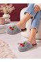 Cerise Cherry Detailed Closed Front Plush Women's House Slippers Soft Sole Gift Dowry House Slippers Stc1379 - 3