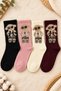 4 Pairs of Women's Seamless Fuzzy Lamb Pattern Socks