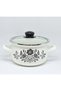 18 cm 2 Liter Black Flower Enameled Pot - 2