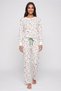 Women Allover Print Long Sleeve Top And Pants Sleepwear Set, Multicolor
