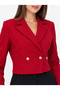 Women's Red Slim Fit Short Blazer Jacket - 2