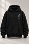 Flower and Leaf Printed Hooded Sweatshirt with Front and Back Prints and Kangaroo Pocket - 4