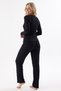 Black Noir Ribbed Front Buttoned Camisole Pajama Set - 4