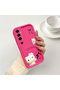 Samsung Galaxy M13/M23 Compatible Pink Red Silicone Kitty Case Shockproof Camera Protection - 2