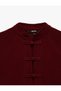 Long Sleeve Ornate Buttoned High Neck T-Shirt with Frog Closure - 7