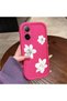For Realme C67 4g Compatible Pink Red Silicone Flower Pattern Case Shockproof Camera Protection