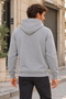 Men's Gray Pocket Hooded Sweatshirt 3 Thread Puff Soft Fabric - 8