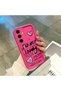 Samsung Galaxy S24 Fe Compatible Pink Red Silicone Heart Pattern Case Shockproof Camera Protection - 4