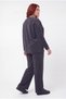 Women's Plus Size Crew Neck Sweatshirt Set with Stitching Detail and Wide Leg Pants in Black - 6