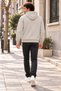 Men's Stone Color Pocket Hooded Sweatshirt 3 Thread Puff Soft Fabric - 5