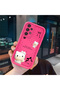 Samsung Galaxy A73 Compatible Pink Red Silicone Kitty Case Shockproof Camera Protection - 3