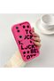 Vivo V50 Compatible Good Luck Written Star and Letter Pattern Fuchsia Pink Silicone Phone Case Shockproof - 2