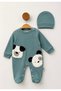 Cute Rabbit Print Long Sleeve Baby Boy Romper with Booties