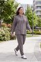 Women's Plus Size Hooded Slit-Cut Pipe Leg Khaki Tracksuit Set - 5