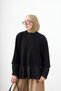 Women's Crew Neck Satin Pleated Detailed Sweatshirt Black - 2