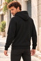Men's Black Hooded Sweatshirt with Pockets, 3 Thread Puff Soft Fabric - 5