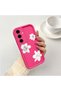 Samsung Galaxy S24 Fe Compatible Pink Red Silicone Flower Pattern Case Shockproof Camera Protection - 2