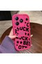 Realme C63 4G/C61 Compatible Good Luck Written Star and Letter Pattern Fuchsia Pink Silicone Phone Case Impact Protection