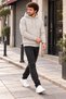Men's Stone Color Pocket Hooded Sweatshirt 3 Thread Puff Soft Fabric - 2