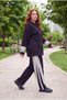 Women's Plus Size Lace Stripe Detailed Hooded Black Tracksuit Set - 5