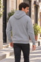 Men's Gray Pocket Hooded Sweatshirt 3 Thread Puff Soft Fabric - 2