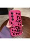 Redmi 15 5G/4G Compatible Good Luck Written Star and Letter Pattern Fuchsia Pink Silicone Phone Case Impact Protection