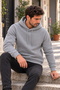 Men's Gray Pocket Hooded Sweatshirt 3 Thread Puff Soft Fabric - 7