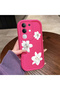 Vivo Y29 4g Compatible Pink Red Silicone Flower Pattern Case Shockproof Camera Protection