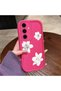 Samsung Galaxy S24 Fe Compatible Pink Red Silicone Flower Pattern Case Shockproof Camera Protection