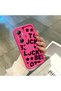 Infinix Hot 20 4g Compatible Good Luck Written Star and Letter Pattern Fuchsia Pink Silicone Phone Case Impact Protection - 4