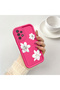 Samsung Galaxy A52/A52S Compatible Pink Red Silicone Flower Pattern Case Shockproof Camera Protection - 2