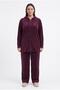 Women's Plus Size Hooded Zippered Drawstring Burgundy Tracksuit Set - 3