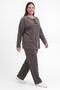Women's Plus Size Slit-Pocket Wide-Leg Khaki Tracksuit Set - 2