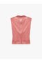 Drape Detailed Slim Fit High Neck Sleeveless Velvet Blouse - 6