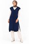 Women's Sleeveless V-Neck Woven Detailed Double Pockets Soft Textured Slit Detailed Comfortable Stylish Casual Navy Blue Knitwear Long Sweater Salopet - 6