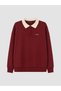 Lcw Modest Burgundy Printed Women's Thick Sweatshirt Tunic