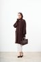 Women's Double Pocket Detail Collar Buttoned Zippered Long Knitwear Cardigan Brown - 3