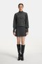Women's Anthracite High Neck Handcrafted Floral Embroidered Knitwear Skirt Suit