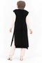Women's Sleeveless V-Neck Woven Detailed Double Pockets Soft Textured Slit Detailed Comfortable Stylish Casual Black Knitwear Long Sweater Salopet - 3