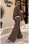 Buketli̇ Women's 3-Piece Set: T-Shirt with Inner Strap, One-Shoulder Blouse, and Elastic Waist Loose Pants. - 4
