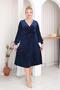 Plus Size Patterned Double Breasted Collar Velvet Dress - 7
