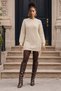 Women's Long Sleeve Round Neck Knit Patterned Side Lace-Up Knitwear Mini Dress Daily Casual Stylish Sweater Dress - 2