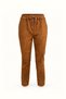 Brown Suede Trousers with Elastic Waist