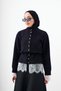 Women's Lace Detailed Beaded Button Detail Knitwear Cardigan Black - 2